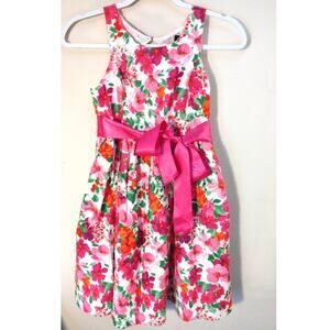 Chaps Girls Floral Spring Dress Multicolor Sz. 12 Fully Lined Easter Sunday